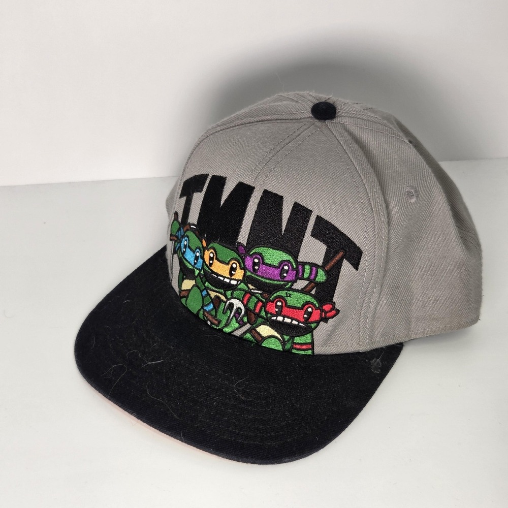 TMNT Hat Mens Gray Nickelodeon Snapback One Size Teenage Mutant Ninja Turtles